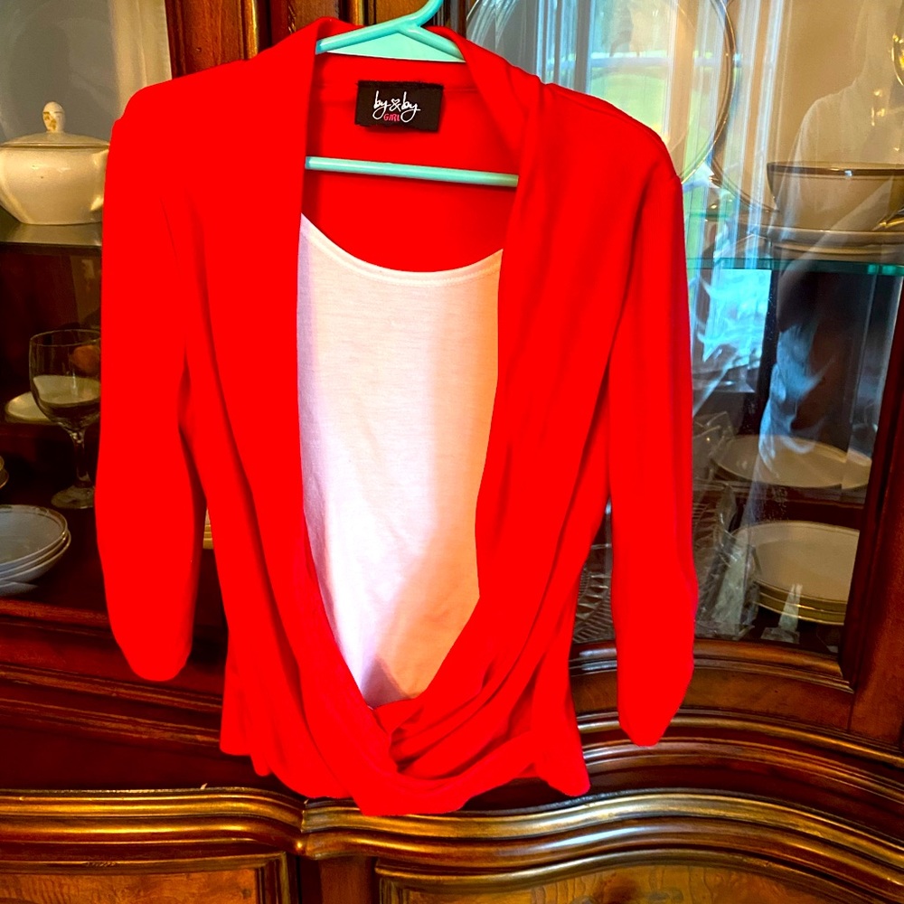 Red and white blouse